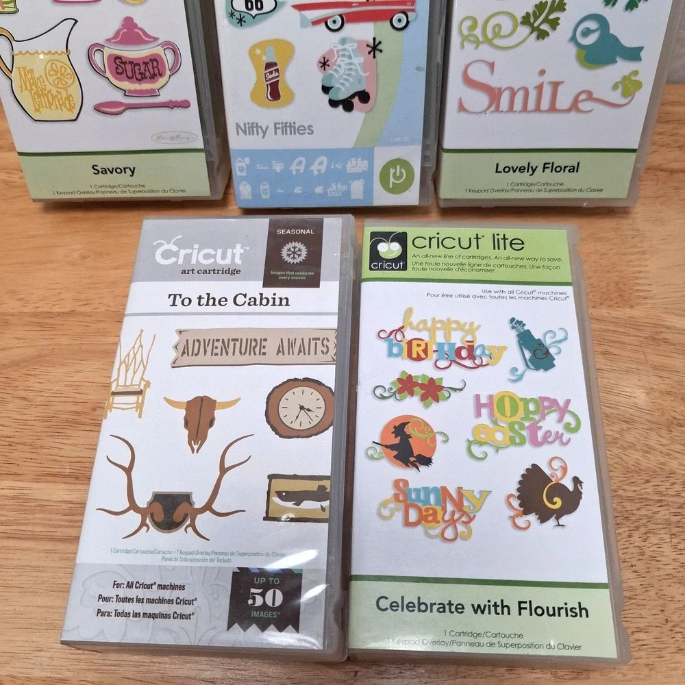 Lot of 5 Cricut Cartridges Keyboards & Booklets Missing 1 Book Crafting DIY